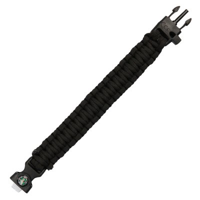 Paracord overlevelseskompas 8 tommer Sort