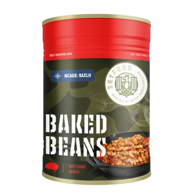Sky Food | Baked Beans med Sasuage Selvopvarmende Dåse | MRE | 400g
