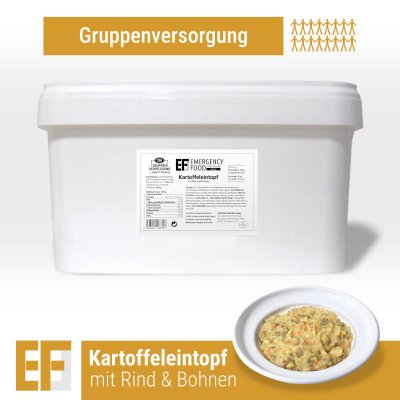 Convar Emergency Food | Kartoffelgryde med oksekød og bønner | Frysetørret mad | Måltidspakke | 5000g