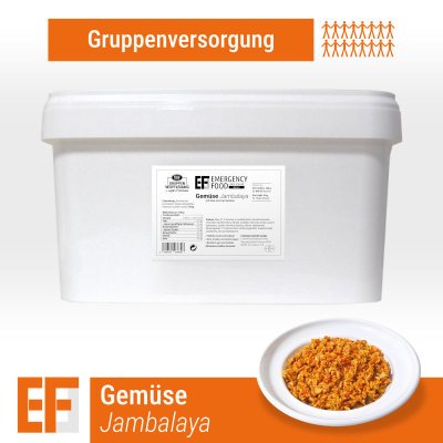 Convar Emergency Food | Vegetable Jambalaya | Frysetørret mad | Måltidspakke | 4500g