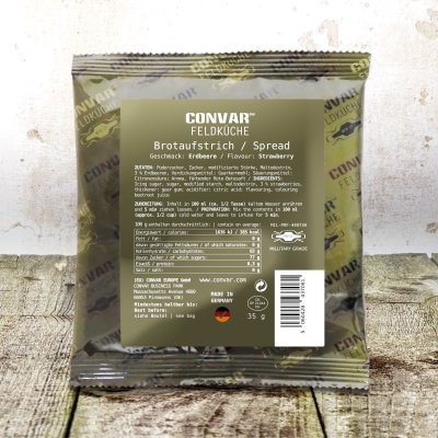 Convar Emergency Food | Strawberry Jam 35g 10 års holdbarhed | Hæfteklammer | 35g