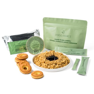 Food Force | Havregryn æble-kanelgrød morgenmadsration | Frysetørret mad | 377g