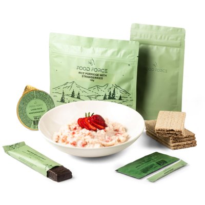 Food Force | Risgrød med jordbær – morgenmadsration | Frysetørret mad | 264 g