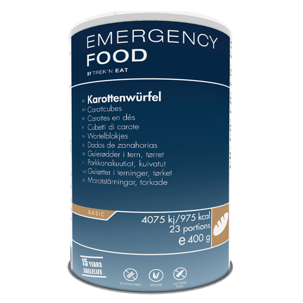 Emergency Food | Gulerodsterninger | Frysetørret mad | 400g
