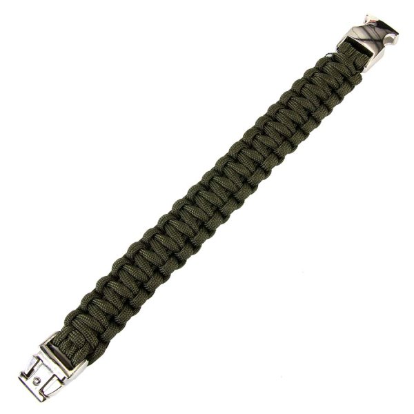 Paracord-armbånd med sølvspænde K2139 9 tommer grøn