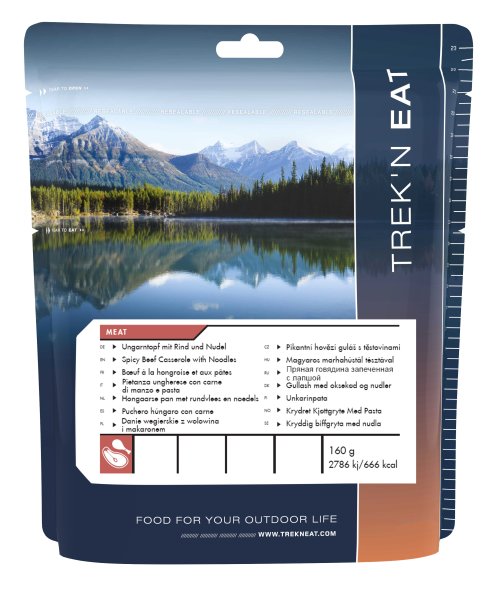 Trek`n Eat | Krydret oksegryde med nudler | Frysetørret mad | 160g