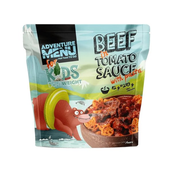 Adventure Menu | Oksekød i tomatsauce med pasta | Frysetørret mad | 82g