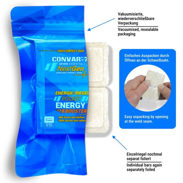 Convar Emergency Food | NextGen Energy Bar Pocket Energy Booster 10 års holdbarhed | 120g