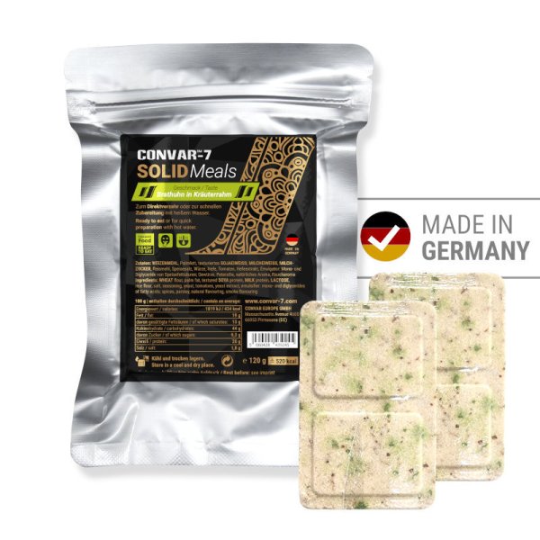 Convar Emergency Food | CONVAR-7 Solid Meals Stegt kylling i urtecreme | 120g