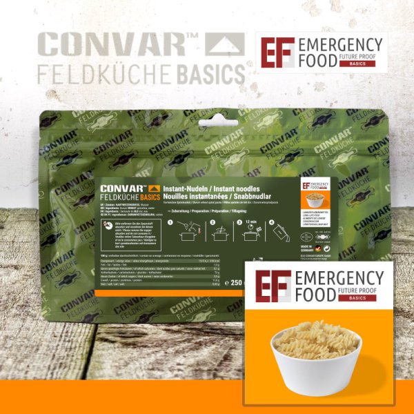 Convar Emergency Food | Basic Instant Pasta | Frysetørret mad | 250g