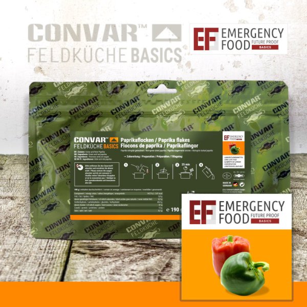 Convar Emergency Food | Emergency Red & green bell pepper | Frysetørret mad | 190g
