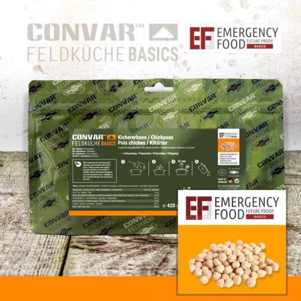 Convar Emergency Food | Emergency Chick Peas | Frysetørret mad | 420g
