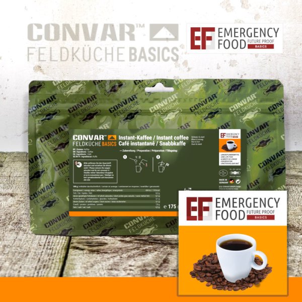 Convar Emergency Food | instant kaffe | Frysetørret mad | 175g