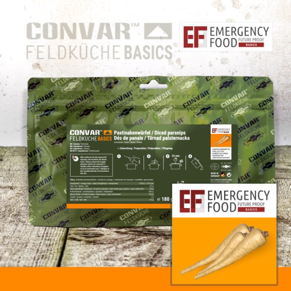 Convar Emergency Food | Emergency Parsnip cubes | Frysetørret mad | 180g