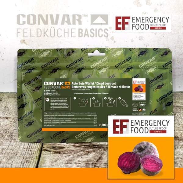 Convar Emergency Food | Emergency Rødbedetern | Frysetørret mad | 300g