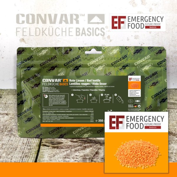 Convar Emergency Food | Emergency Red Lentils | Frysetørret mad | 350g