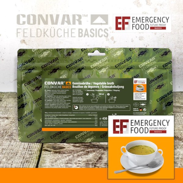 Convar Emergency Food | Basic Vegetable Broth | Frysetørret mad | 430g