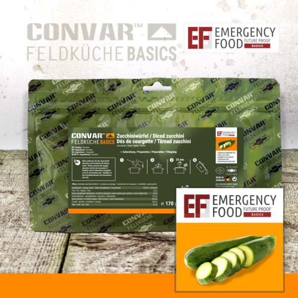 Convar Emergency Food | Zucchini cubes | Frysetørret mad | 170g