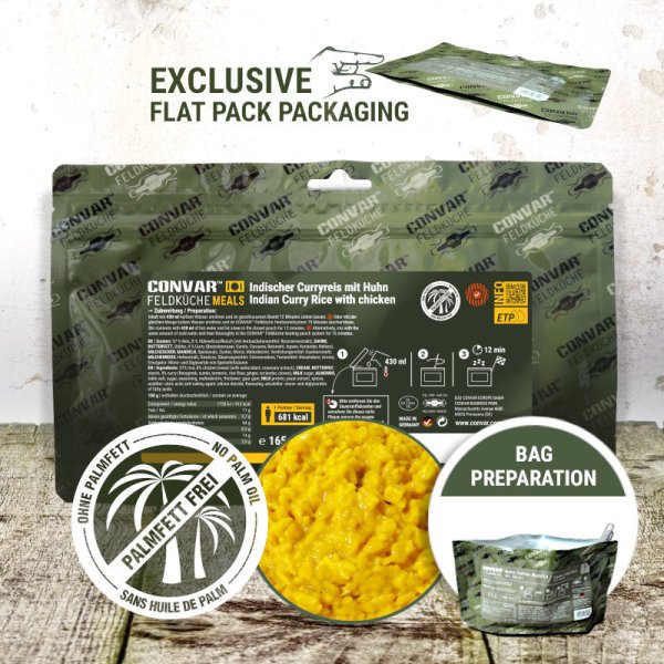 Convar Emergency Food | Indisk kylling i karry | Frysetørret mad | 165g