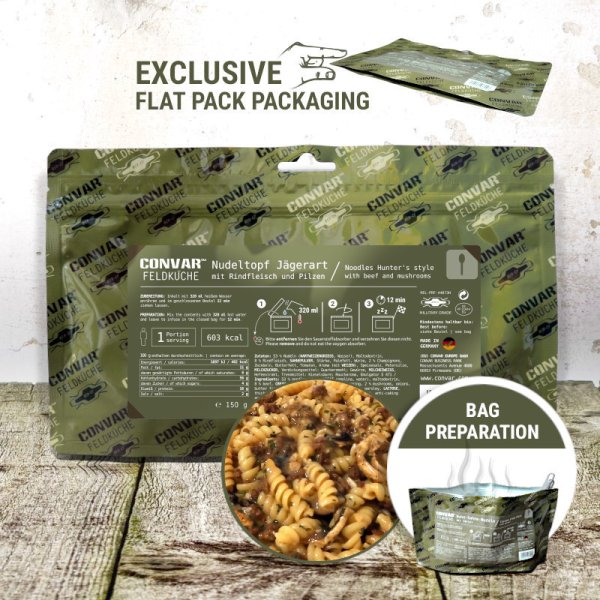Convar Emergency Food | Noodles Hunters Style | Frysetørret mad | 150g