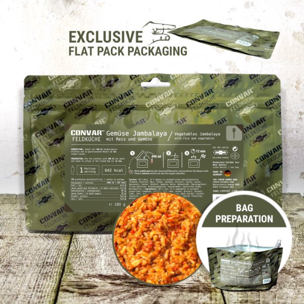 Convar Emergency Food | Vegetable Jambalaya | Frysetørret mad | 180g