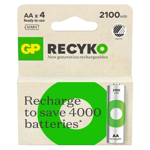 GP Recyko AA-batteri | 2100mAh, 4-pak