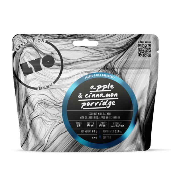 LyoFood | Organic porridge with apple, cranberry, cinnamon & chia | Frysetørret mad | 70g